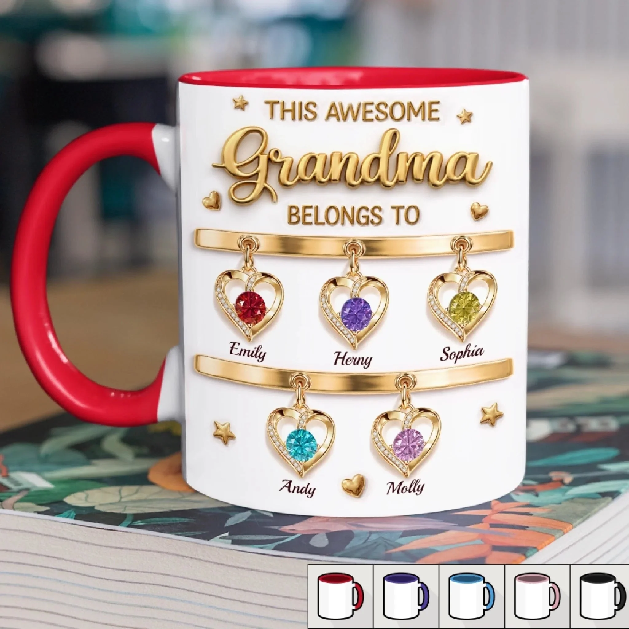 This Awesome Grandma Belongs To - Personalized Accent Mug - Gift For Mom, Grandma HN02