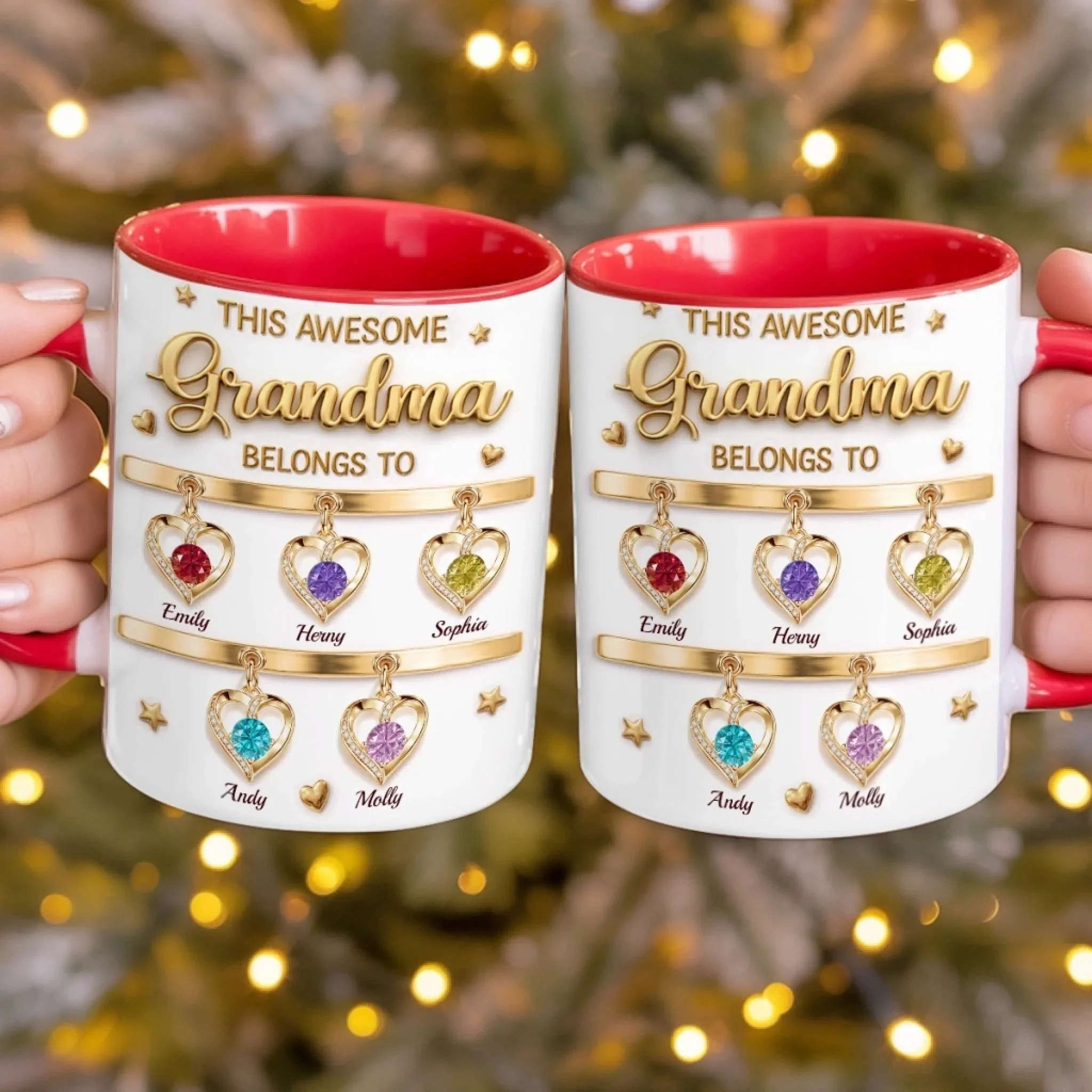 This Awesome Grandma Belongs To - Personalized Accent Mug - Gift For Mom, Grandma HN02 - Image 4