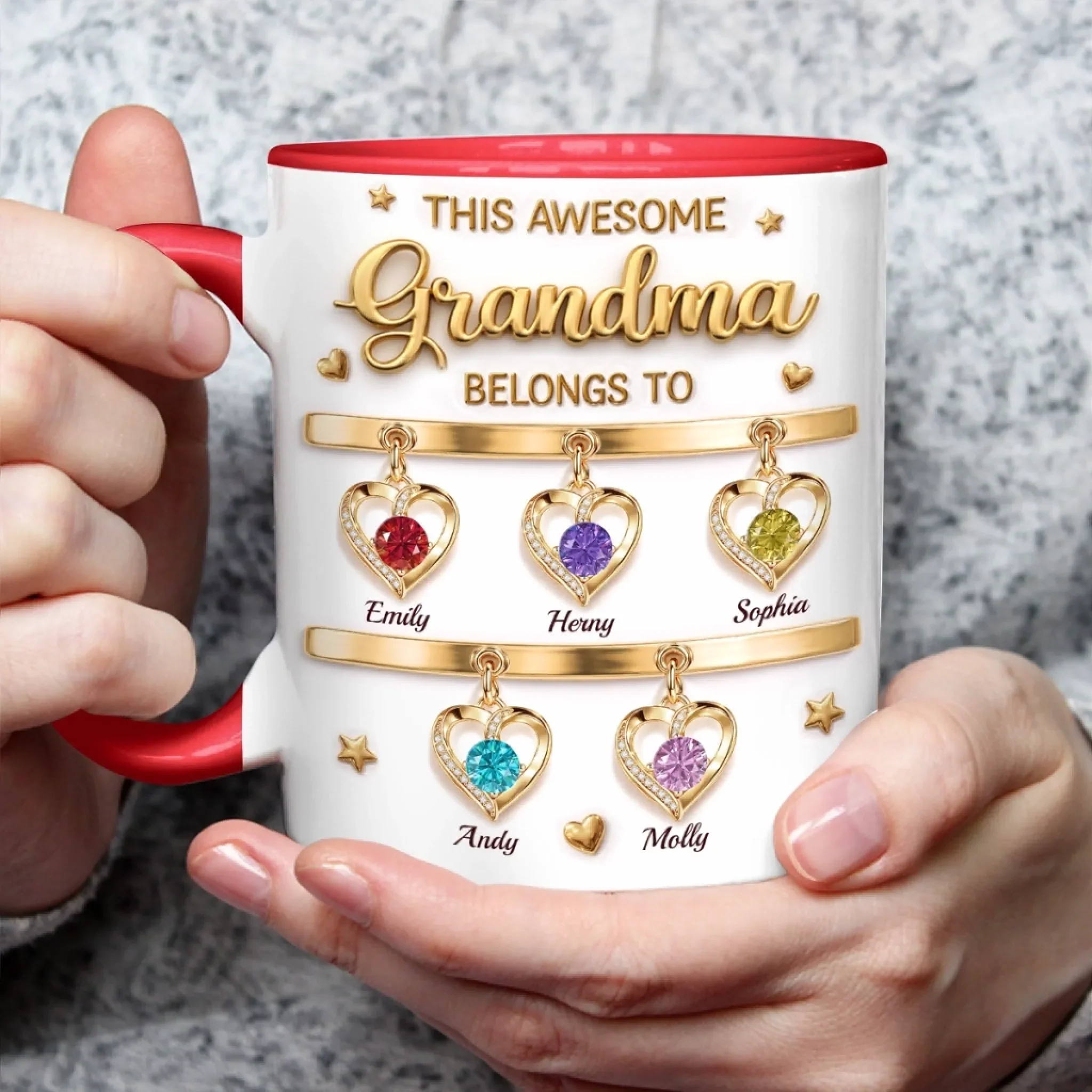 This Awesome Grandma Belongs To - Personalized Accent Mug - Gift For Mom, Grandma HN02 - Image 5