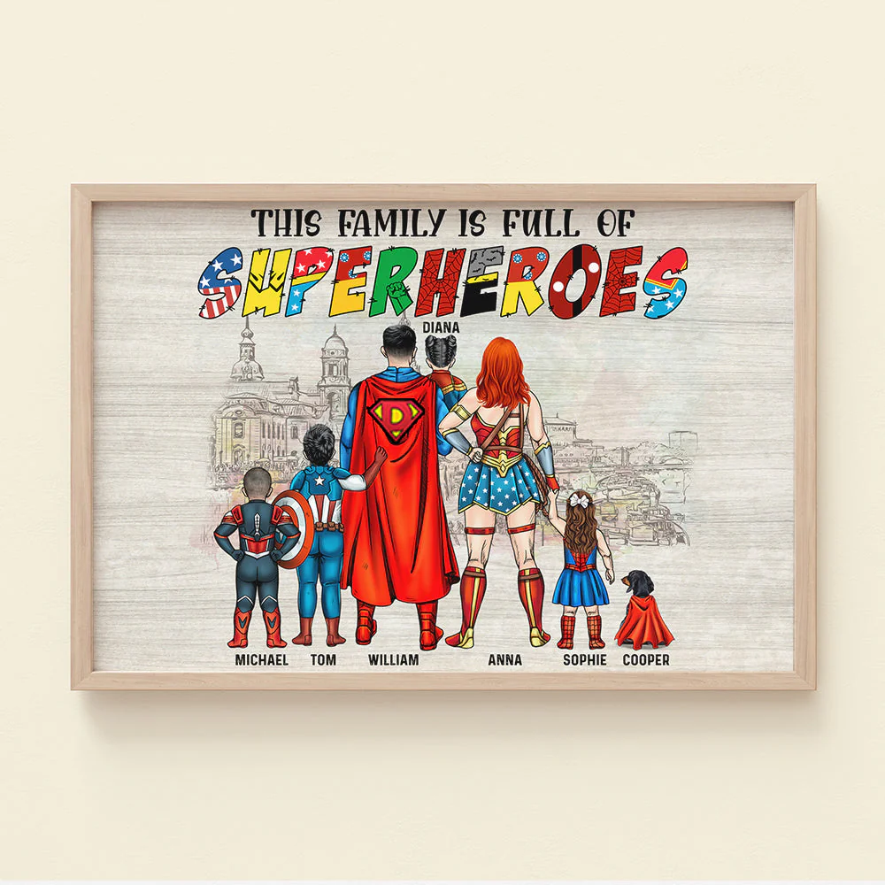 Super Hero This Family Is Full Of Hero Personalized Family Canvas Printed, Gift For Family - CL02 PT