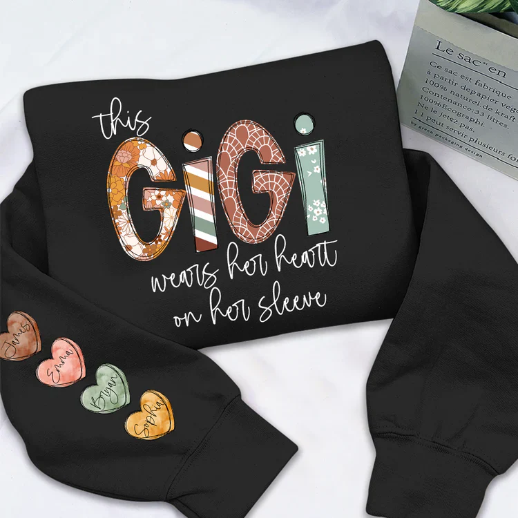 This Gigi Wears Her Heart On Her Sleeve - Personalized Sweatshirt With Design On Sleeve - Meaningful Gifts For Grandma, Mom, Wife | Custom Sleeve NH96 - Image 21