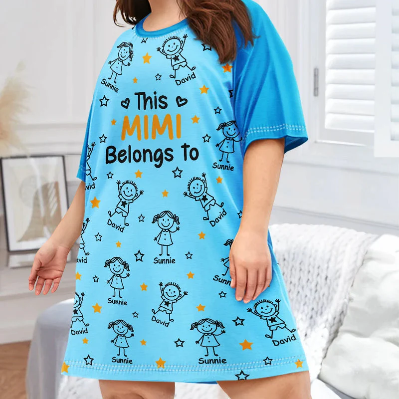 This Grandma Mom Belongs To Kids And Pet (Ver 1) - Personalized Sleep Tee HH01 - Image 2
