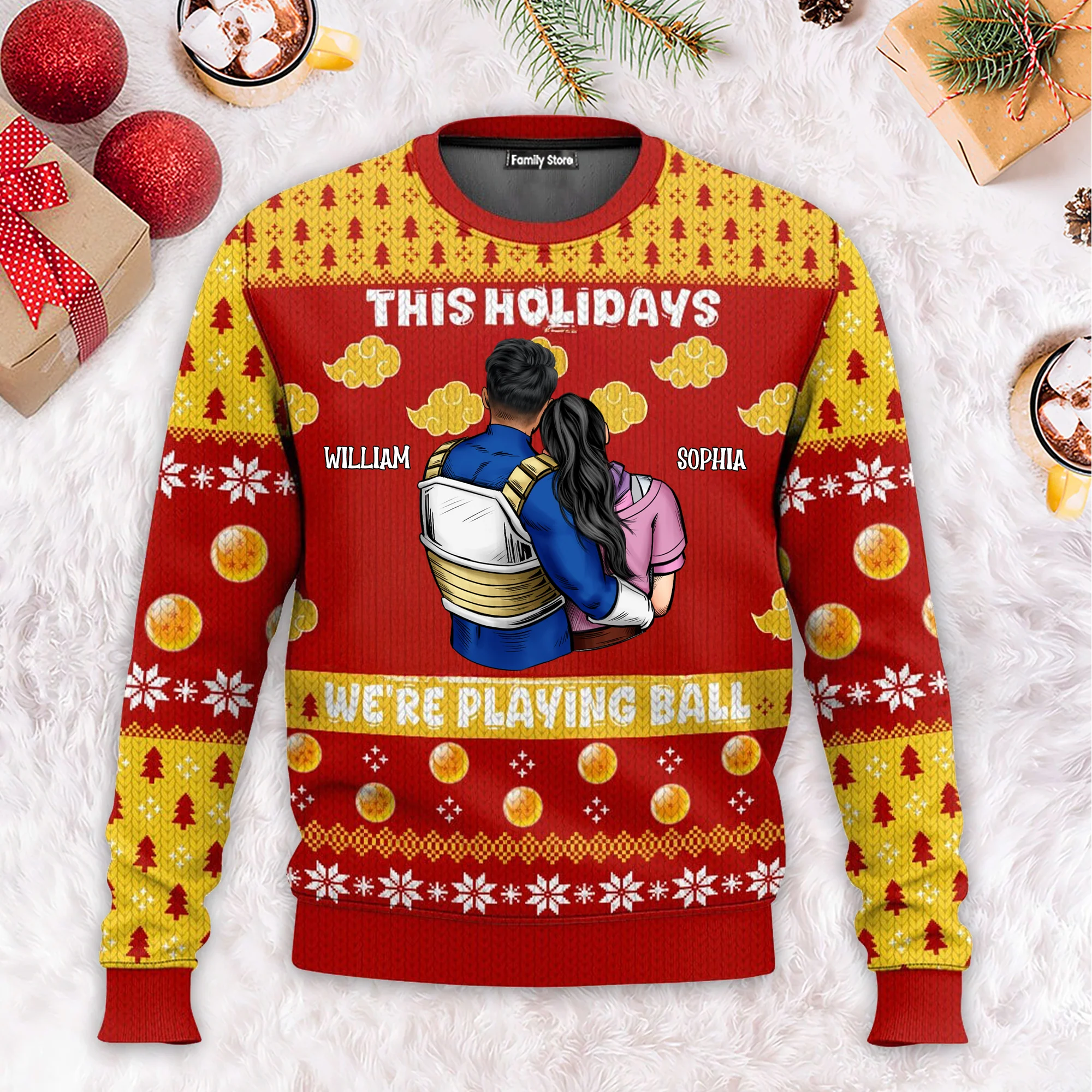 This Holidays We're Playing Together Dragon Ball - Gift For Couples - Personalized Ugly Sweater - CL18 - Image 2