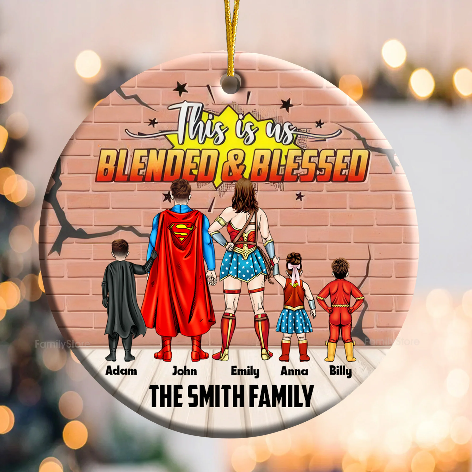 Super Hero This Is Us Blended And Blessed - Gift For Family - Personalized Ceramic Ornament - CL02 NA94 - Image 2