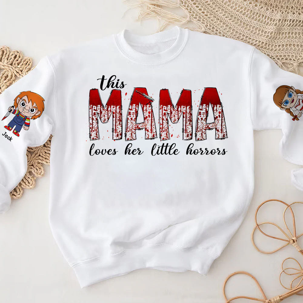 This Mama Love Her Little Horrors - Personalized Mama And Kids Name Sweatshirt - Halloween Gift For Grandma, Mom & Kids | CL61 HH01 - Image 2