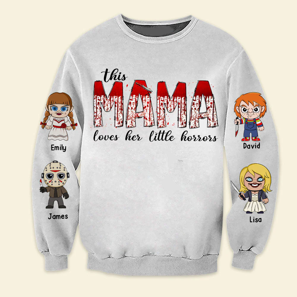 This Mama Love Her Little Horrors - Personalized Mama And Kids Name Sweatshirt - Halloween Gift For Grandma, Mom & Kids | CL61 HH01 - Image 4
