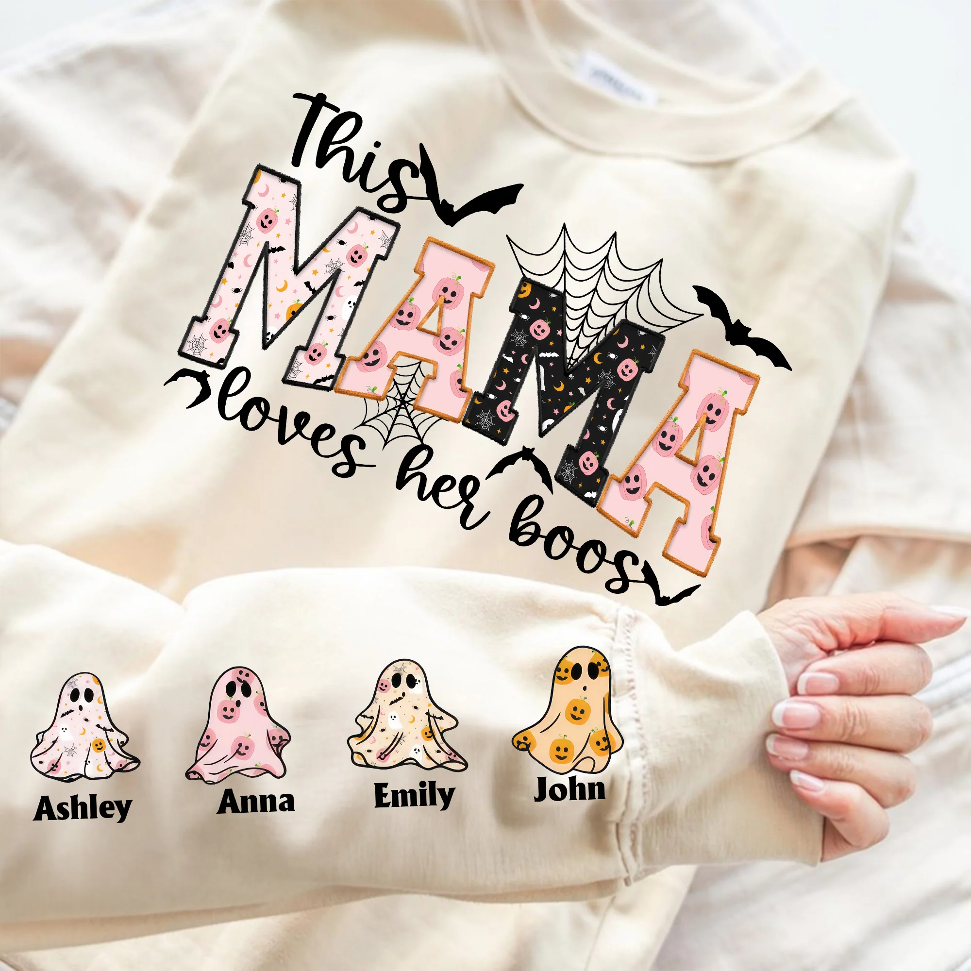 This Mama Loves Her Boos Spooky Mama, Gigi - Personalized Sweatshirt Custom Grandma, Kids Names PT