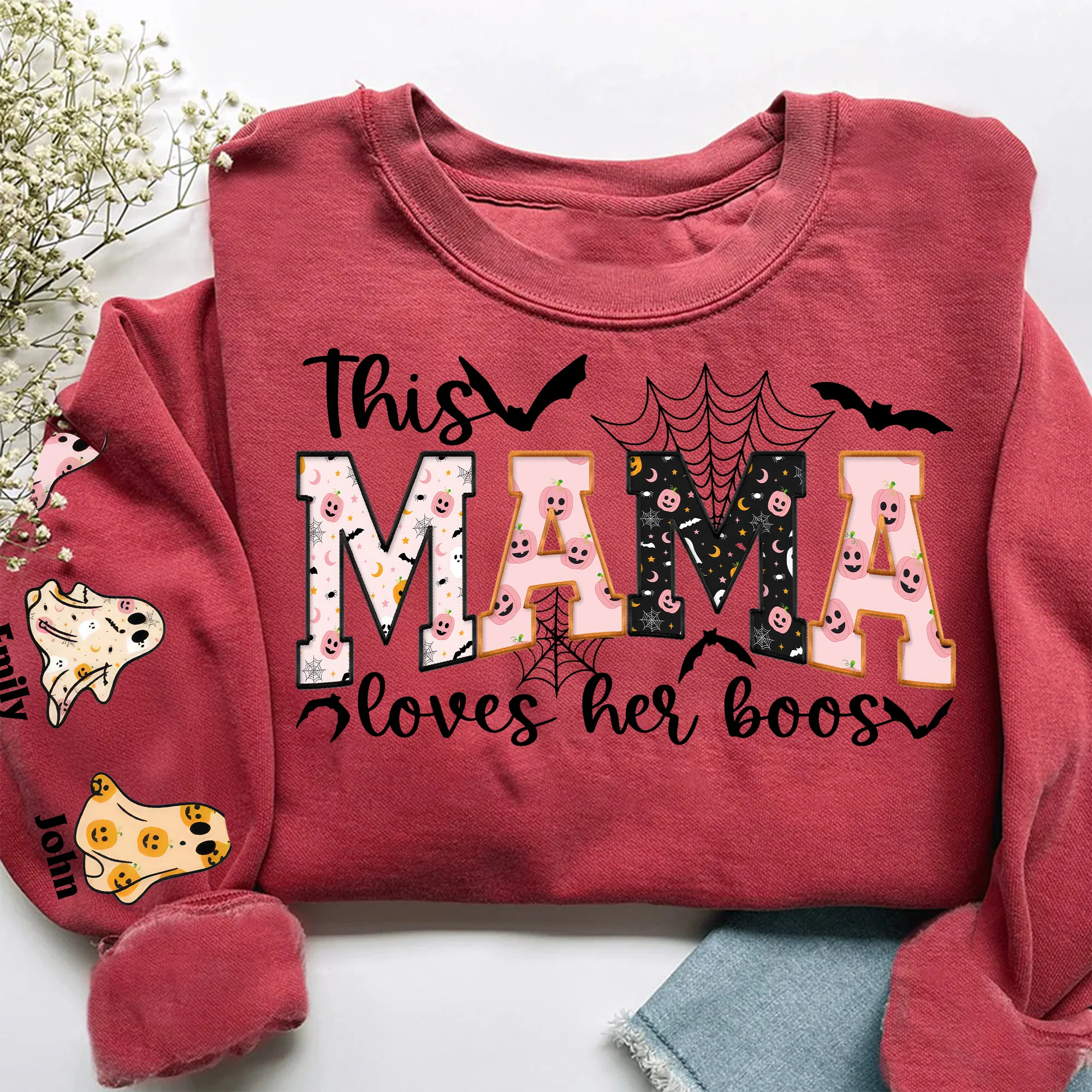 This Mama Loves Her Boos Spooky Mama, Gigi - Personalized Sweatshirt Custom Grandma, Kids Names PT - Image 2