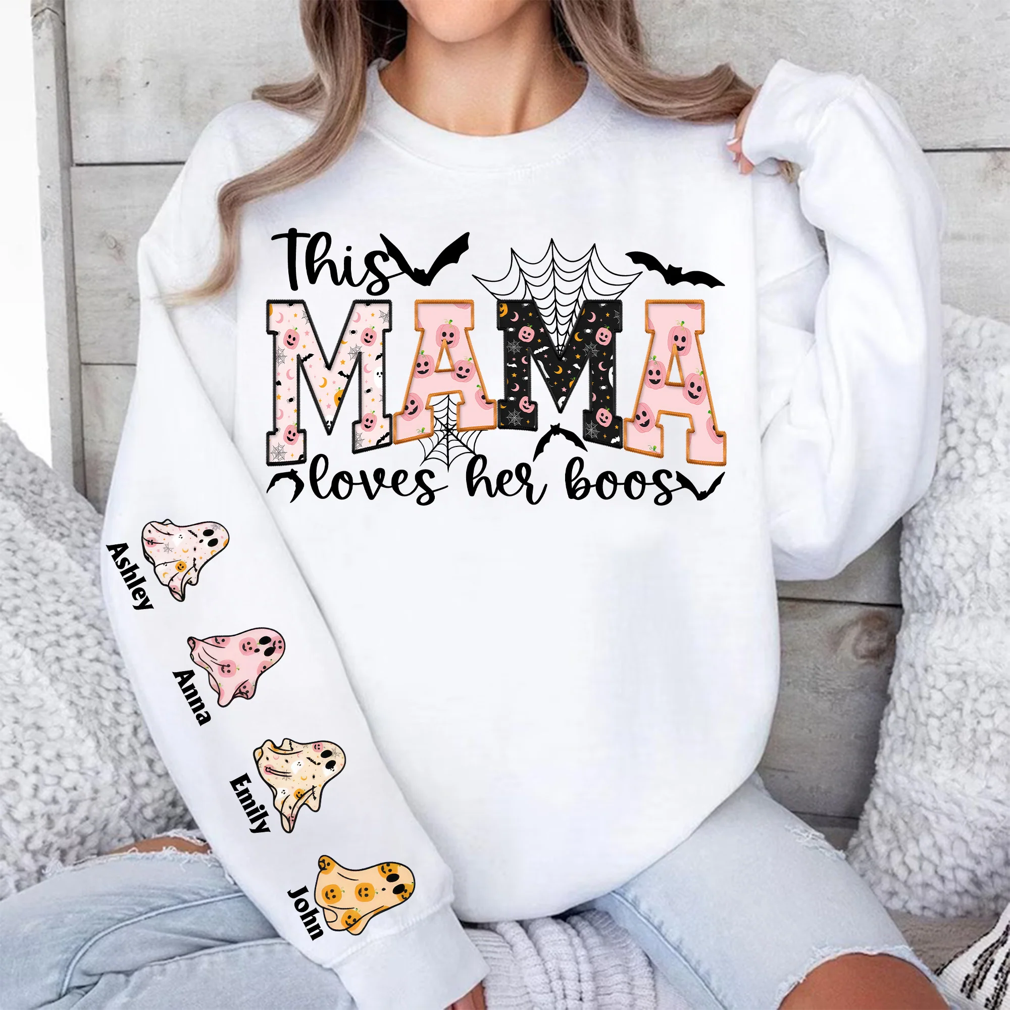 This Mama Loves Her Boos Spooky Mama, Gigi - Personalized Sweatshirt Custom Grandma, Kids Names PT - Image 4