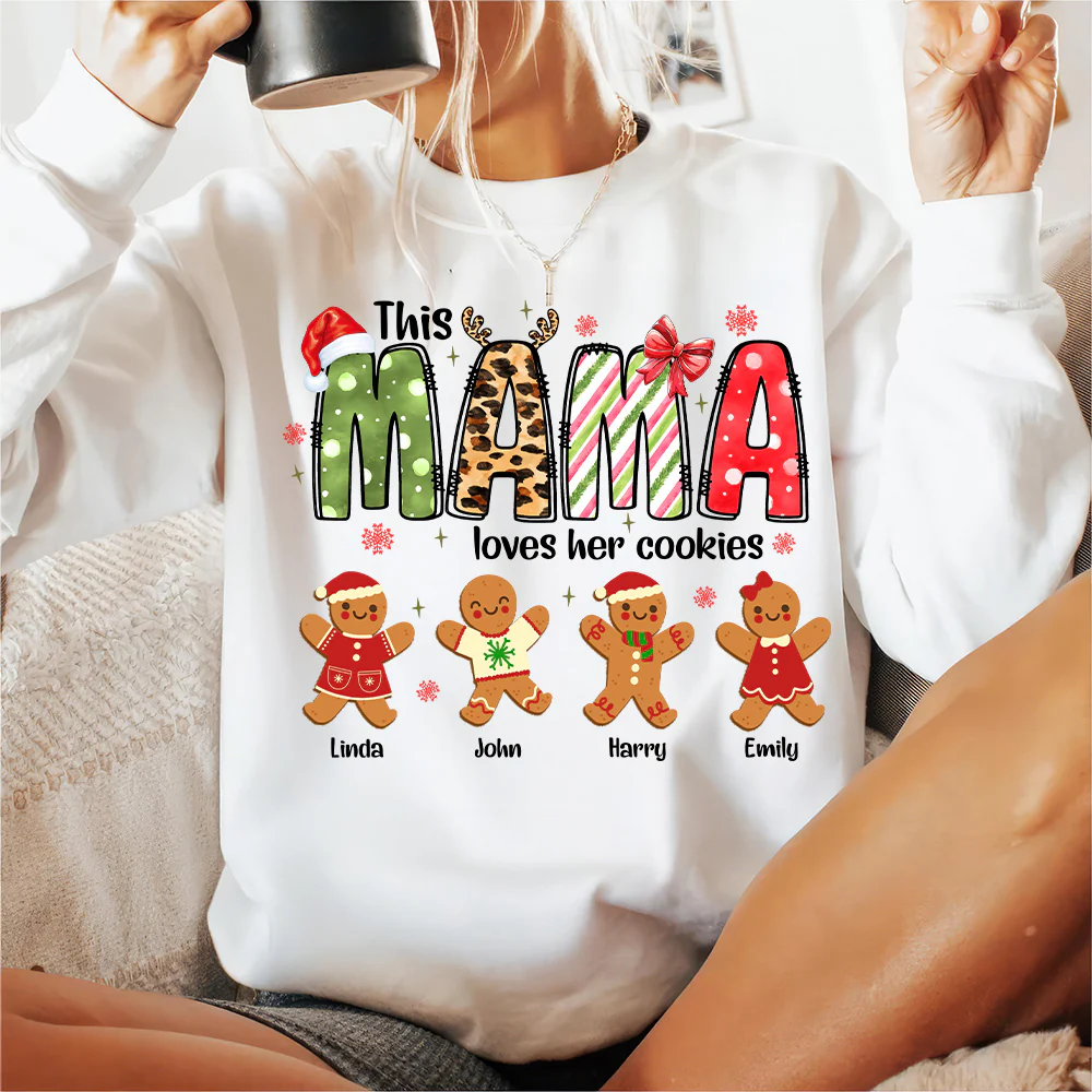 This Mama Loves Her Cookies Gingerbread - Personalized Sweater - Gift For Mom, Dad, Grandparents PT - Image 3
