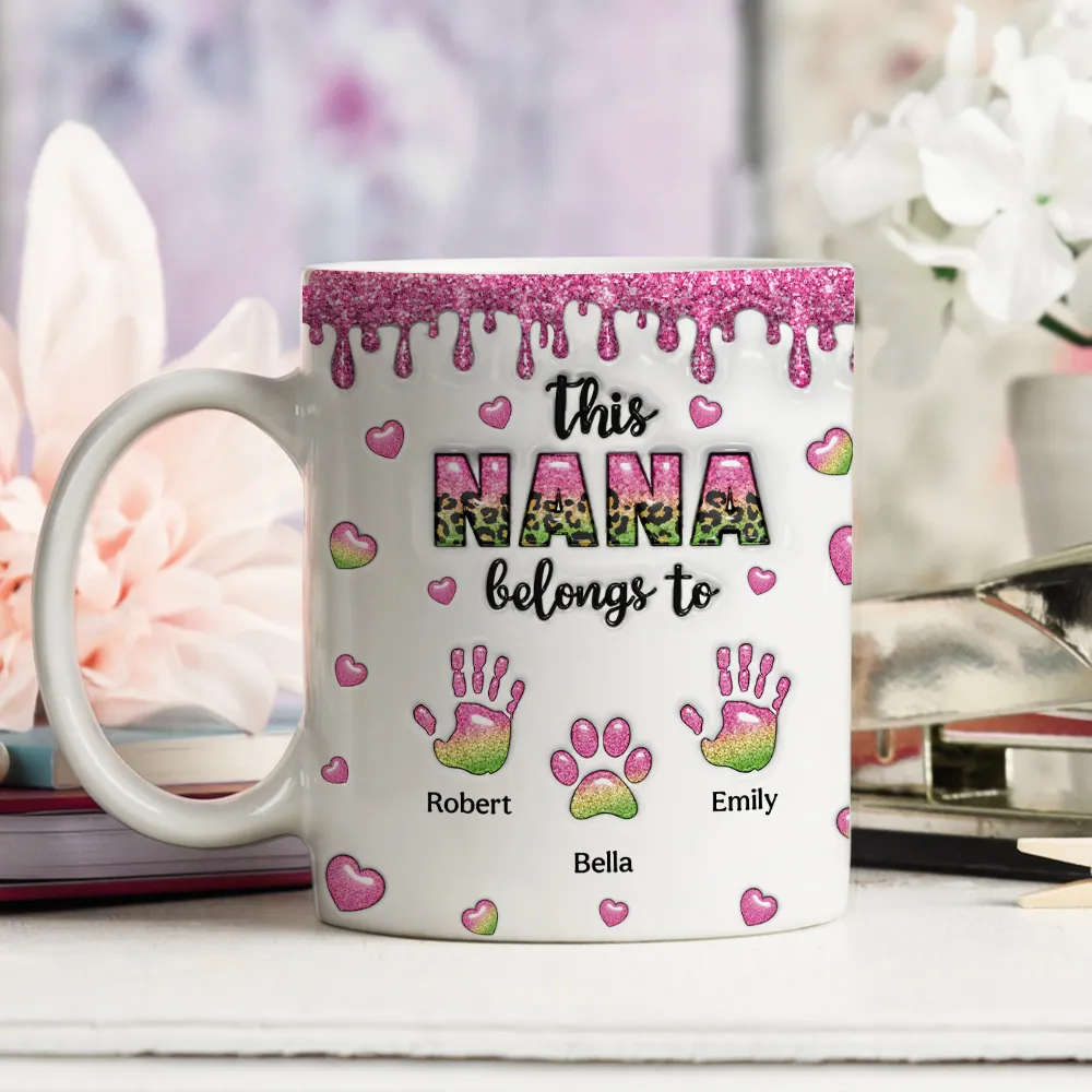 This Mom Grandma Belongs To - Personalized White Edge-to-Edge Mug - Gift For Mom, Grandma HN02 - Image 2