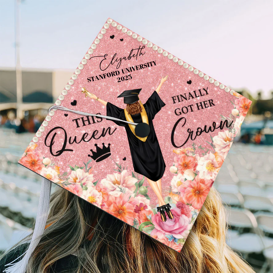 This Queen Finally Got Her Crown - Personalized Graduation Cap Topper | GR4 NA94 - Image 2
