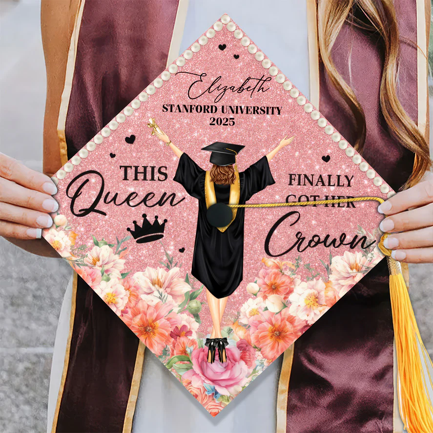 This Queen Finally Got Her Crown - Personalized Graduation Cap Topper | GR4 NA94 - Image 3