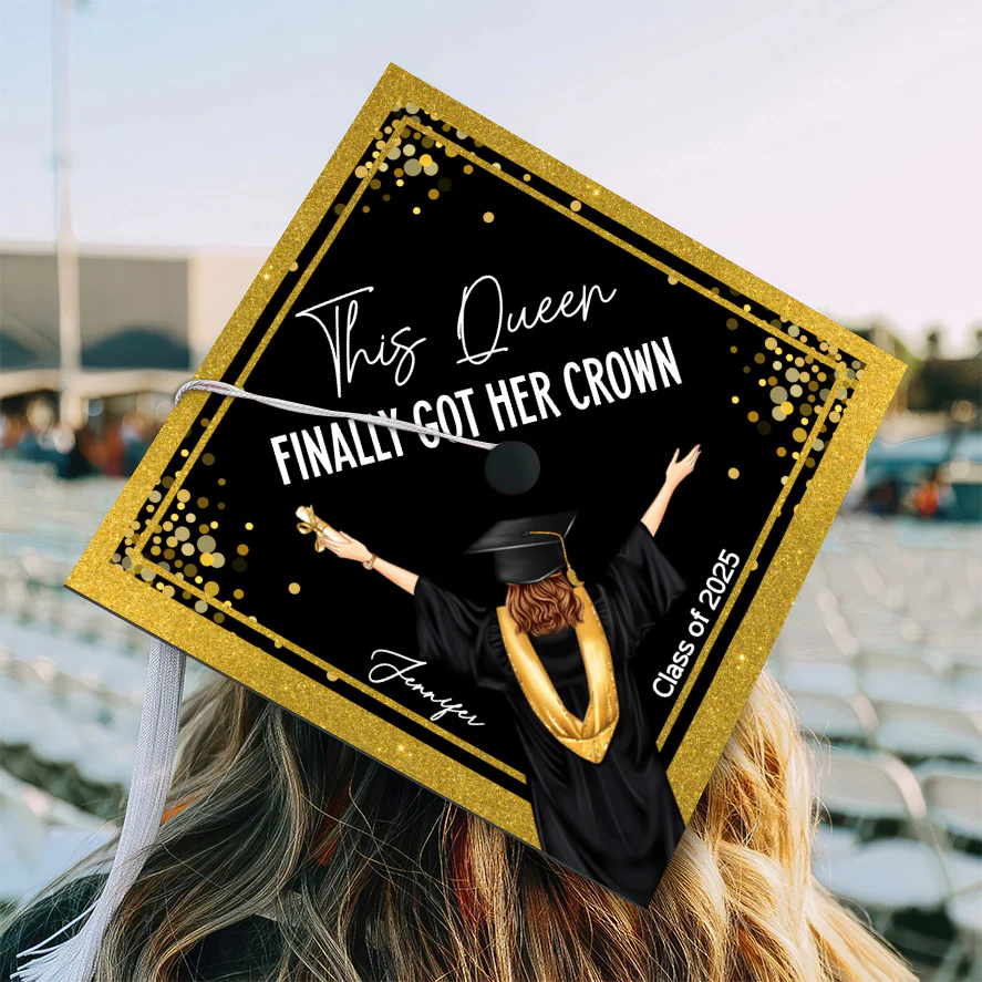This Queen Finally Got Her Crown - Personalized Graduation Cap Topper | GR4 NA94 - Image 2