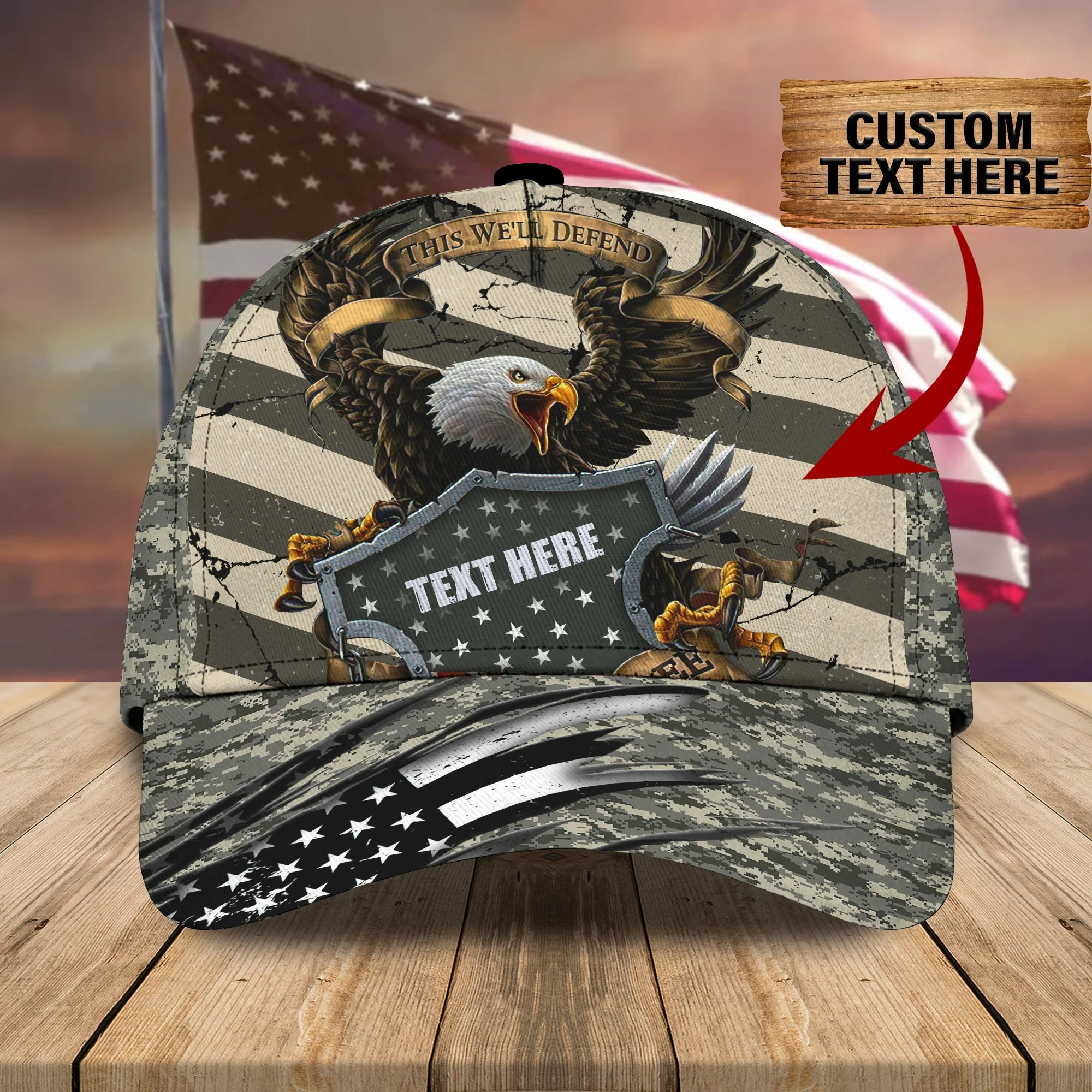 This We’ll Defend Military Eagle - Personalized Classic Cap - Patriotic Gift For Veterans | HN02
