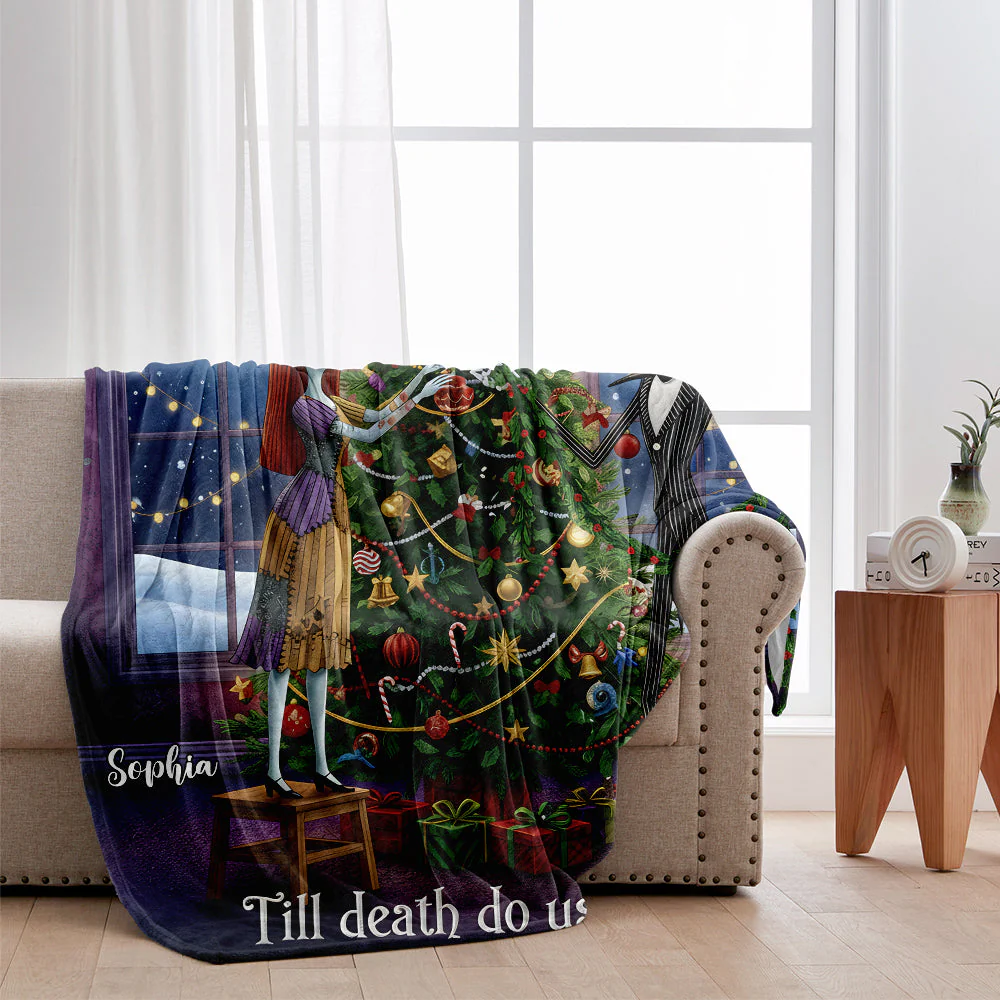 Till Death Do Us Part Spooky Couple - Personalized Blanket - Christmas Gift For Horror Lovers, Couples NL122 - Image 2
