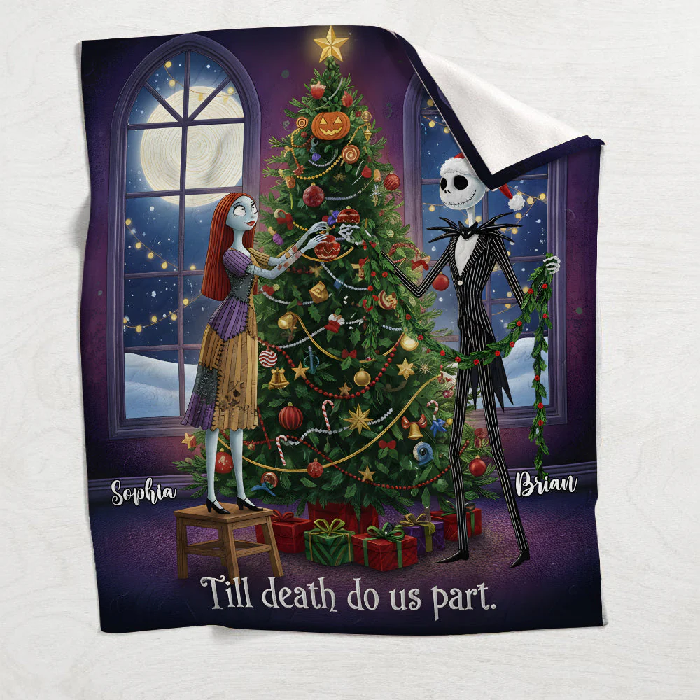 Till Death Do Us Part Spooky Couple - Personalized Blanket - Christmas Gift For Horror Lovers, Couples NL122 - Image 4
