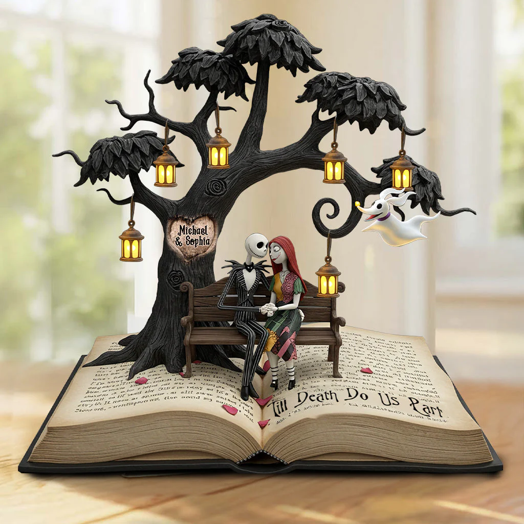 Till Death Do Us Part Spooky Couple - Personalized Custom Shaped Acrylic Plaque - Gift For Book Lovers NL122