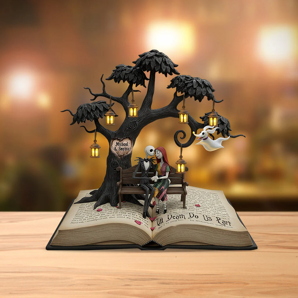 Till Death Do Us Part Spooky Couple - Personalized Custom Shaped Acrylic Plaque - Gift For Book Lovers NL122 - Image 2