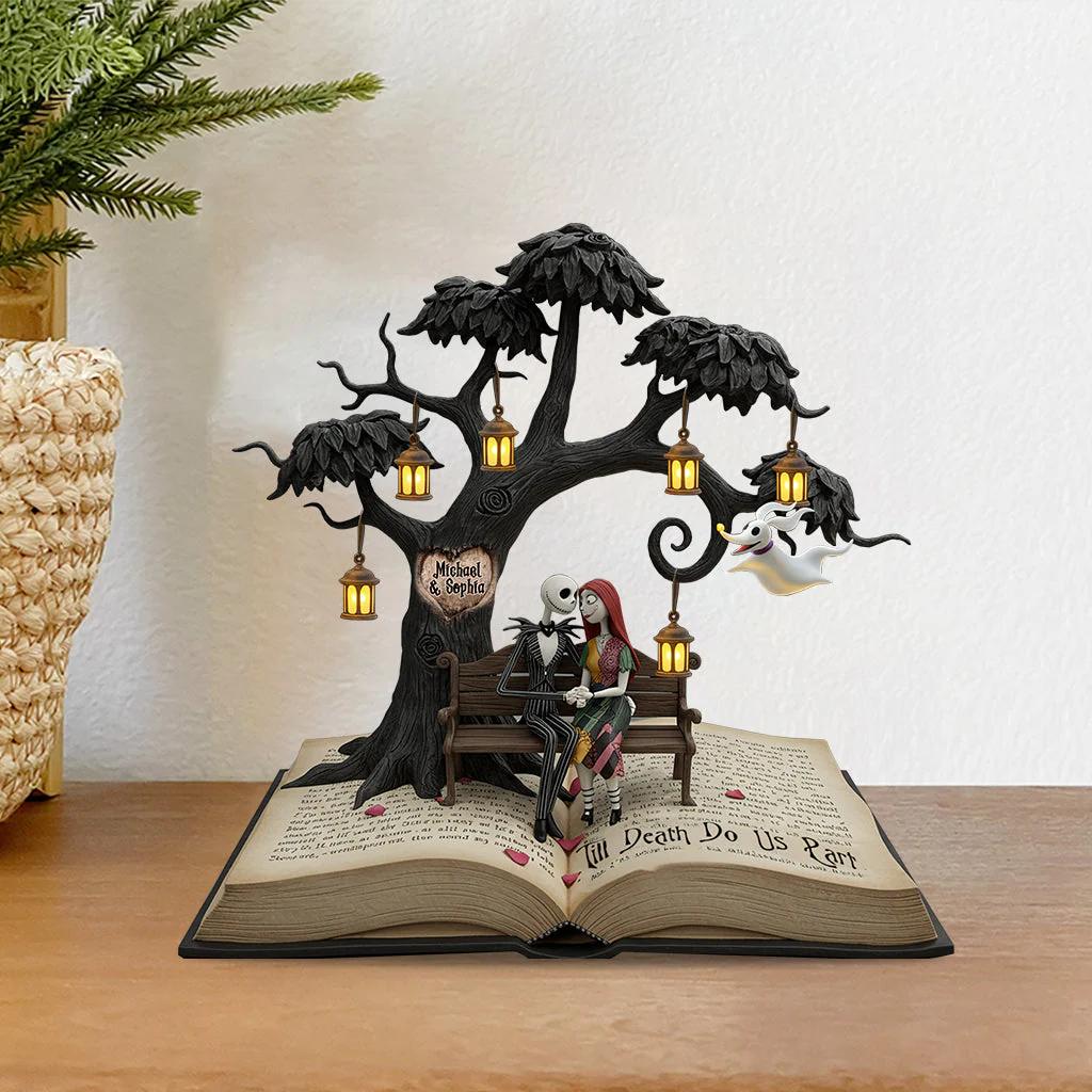 Till Death Do Us Part Spooky Couple - Personalized Custom Shaped Acrylic Plaque - Gift For Book Lovers NL122 - Image 3
