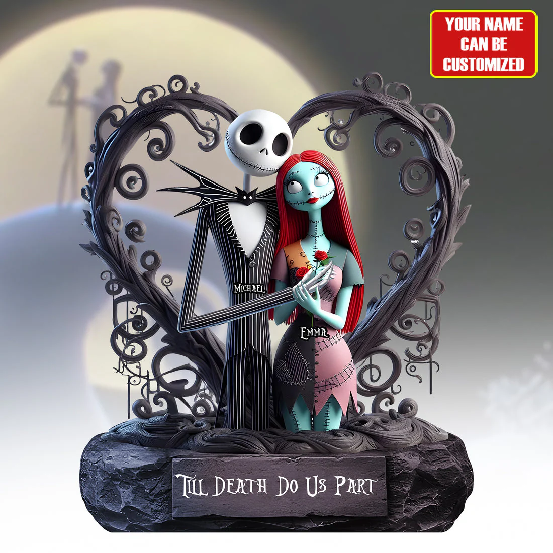 Till Death Do Us Part Spooky Couple - Personalized Custom Shaped Acrylic Plaque - Gift For Couples NL122