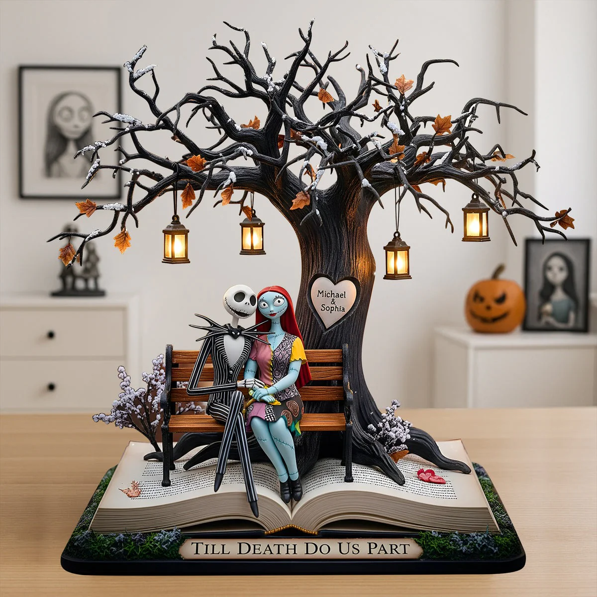 Till Death Do Us Part Spooky Couple Under The Lantern Tree - Personalized Custom Shaped Acrylic Plaque NL122 - Image 2