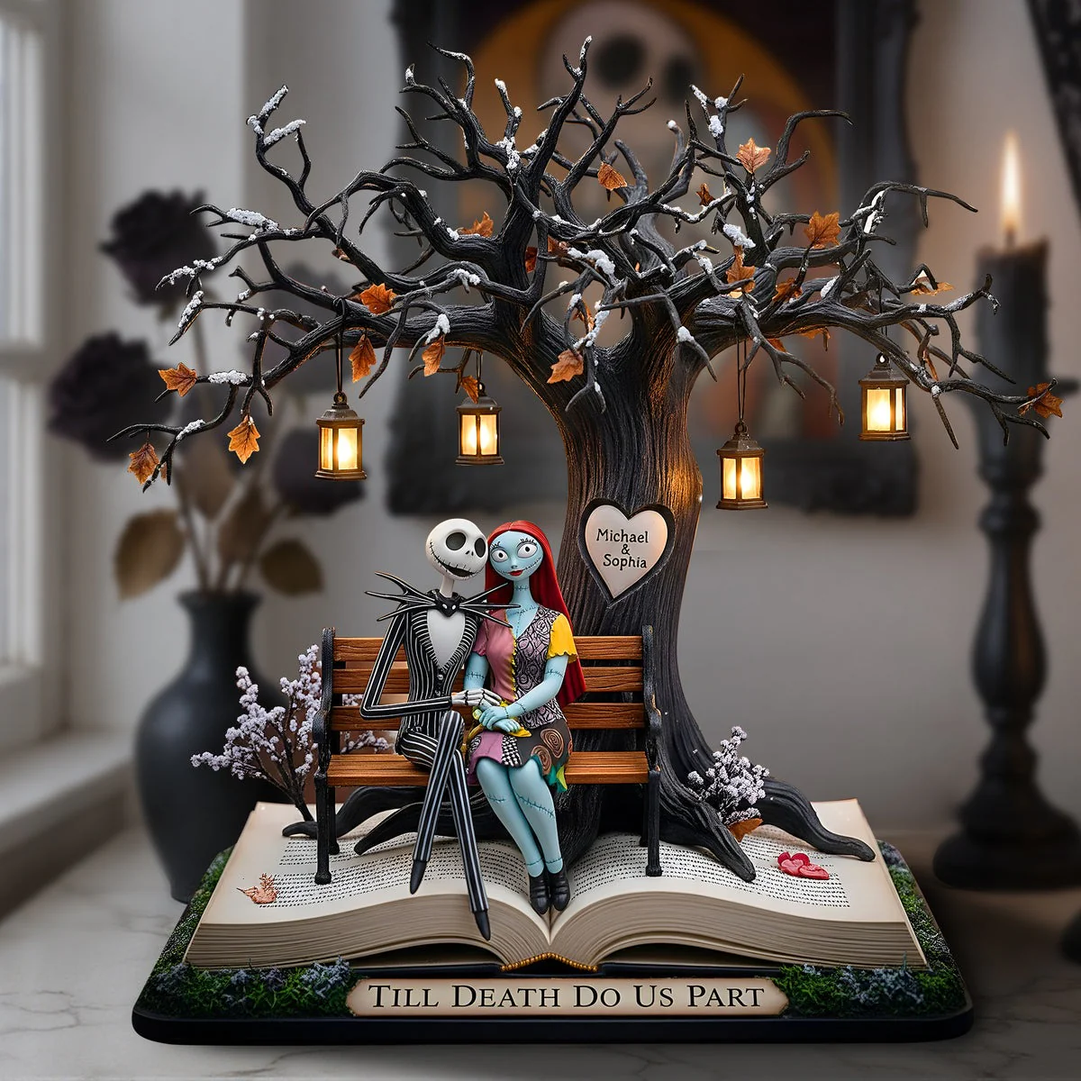 Till Death Do Us Part Spooky Couple Under The Lantern Tree - Personalized Custom Shaped Acrylic Plaque NL122 - Image 3