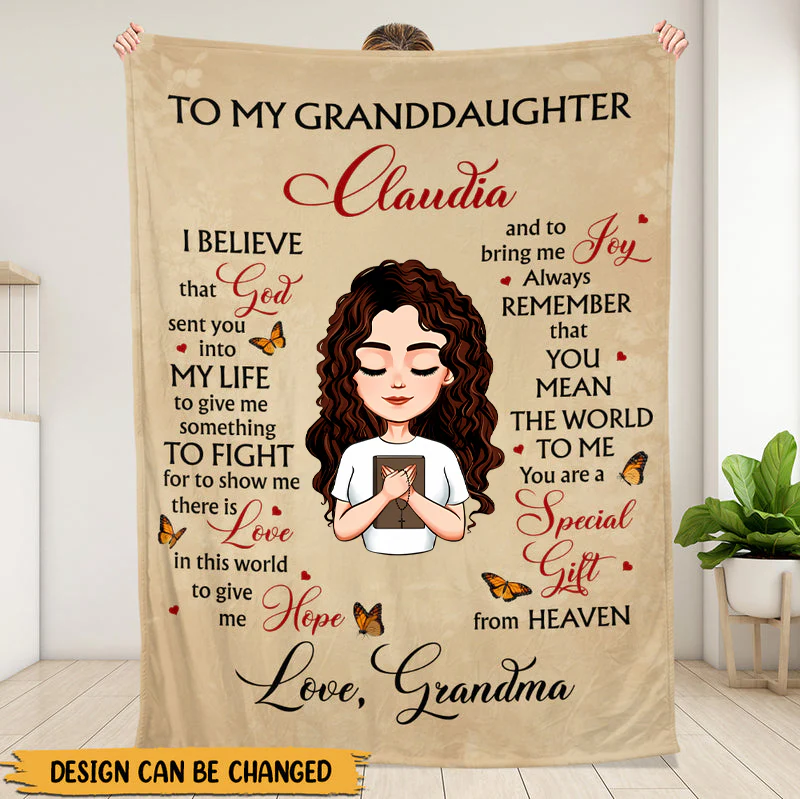 To Granddaughter Blanket - Personalized Blanket - Gift For Her | CLGOD05 HL128