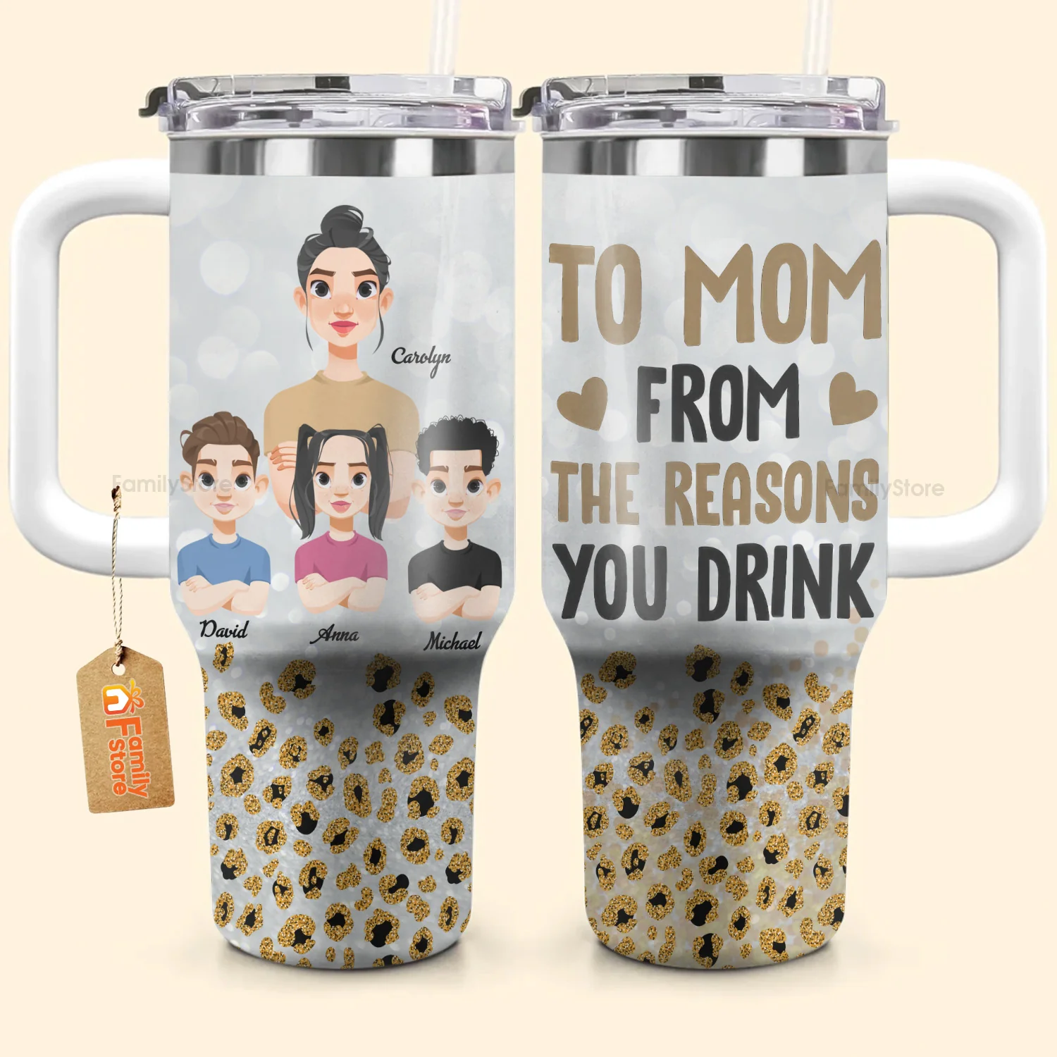 To Mom From The Reasons You Drink  - Personalized Stainless Steel Tumbler - Gift For Mom, Grandma, Grandmother, Mother's Day | CL50 NA94 - Image 3