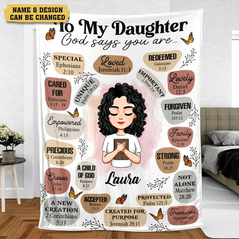 To My Daughter, Granddaughter God Says You Are - Personalized Blanket - Best Gift For Daughter, Granddaughter | CLGOD05 TD118 - Image 2