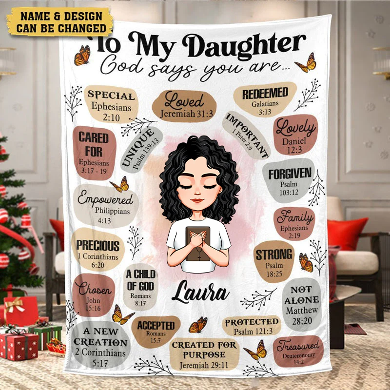 To My Daughter, Granddaughter God Says You Are - Personalized Blanket - Best Gift For Daughter, Granddaughter | CLGOD05 TD118 - Image 3