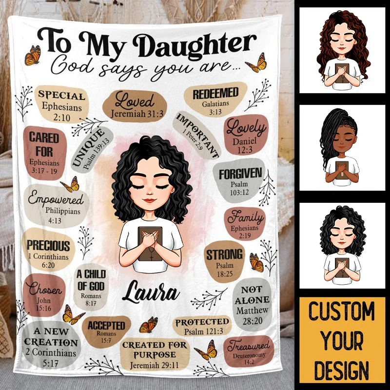 To My Daughter, Granddaughter God Says You Are - Personalized Blanket - Best Gift For Daughter, Granddaughter | CLGOD05 TD118 - Image 4