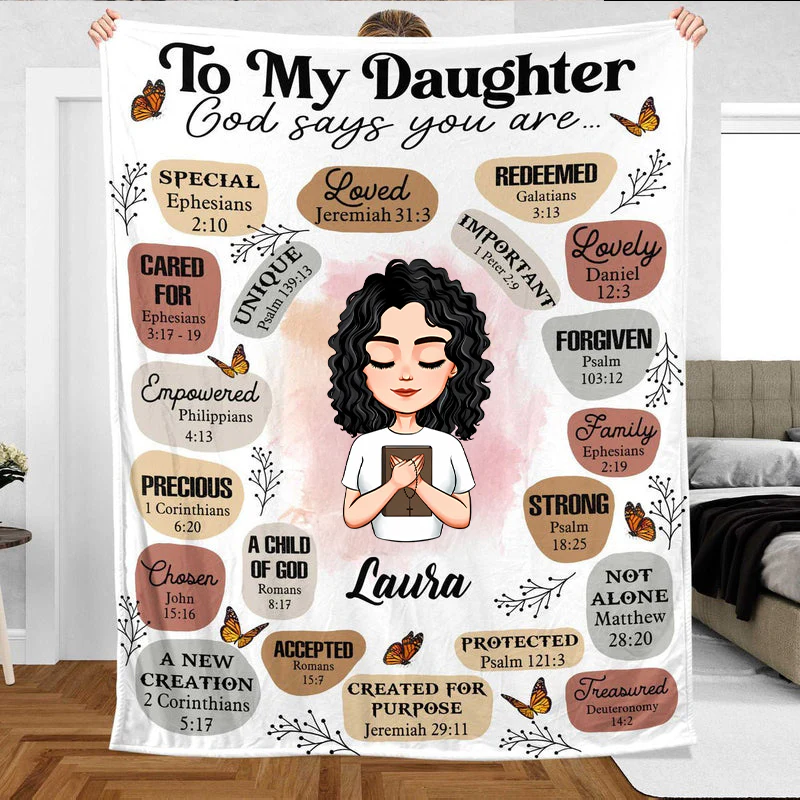 To My Daughter, Granddaughter God Says You Are - Personalized Blanket - Best Gift For Daughter, Granddaughter | CLGOD05 TD118 - Image 5