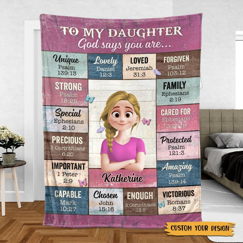 To My Daughter, Granddaughter, Son, Grandson God Says You Are - Personalized Blanket | GR29.Ver3 TD118 - Image 2