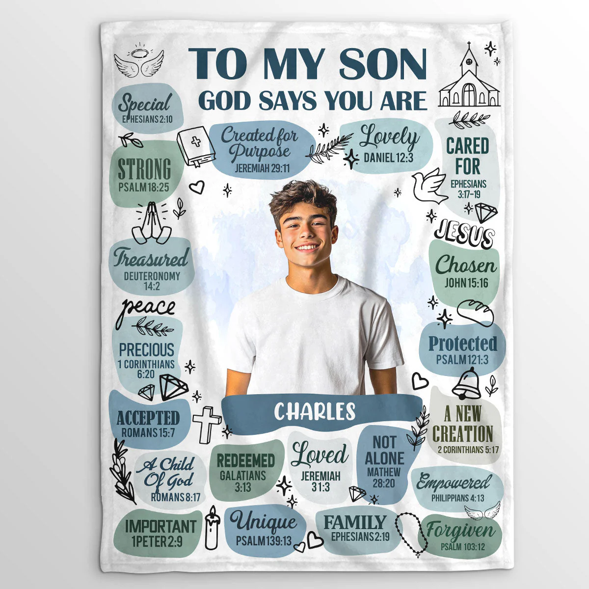 To My Daughter, Granddaughter, Son, Grandson God Says You Are - Personalized Blanket TD118 - Image 4
