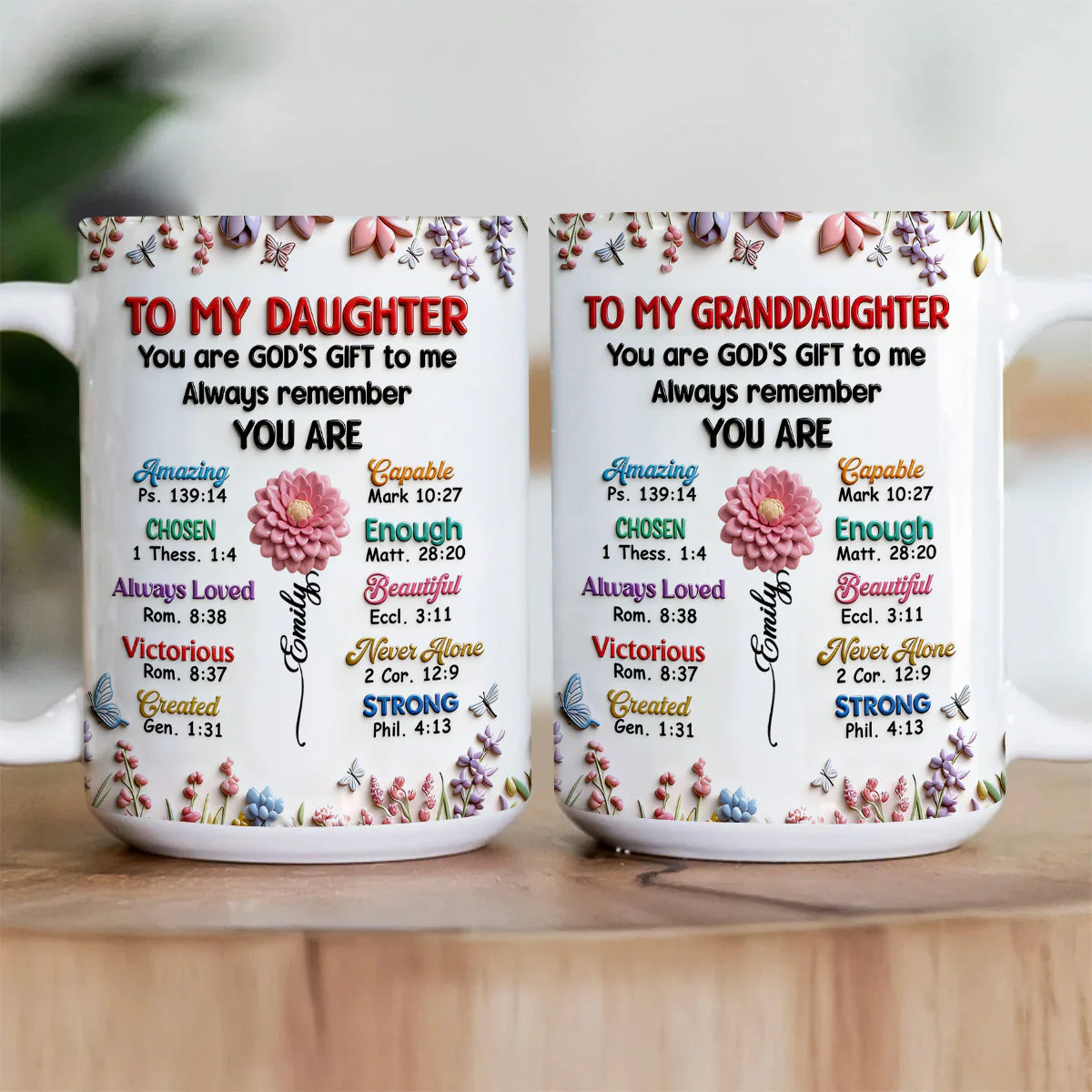 To My Daughter, My God's Gift - Personalized White Edge-to-Edge Mug - Christian Gift For Daughter BA01 - Image 3