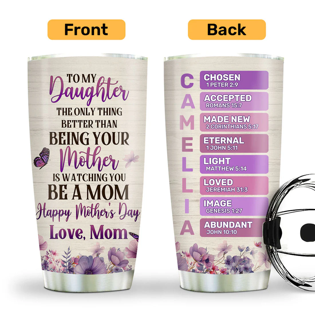 To My Daughter The Only Thing - Personalized Stainless Steel Tumbler - Gift For Her | HN02 - Image 3