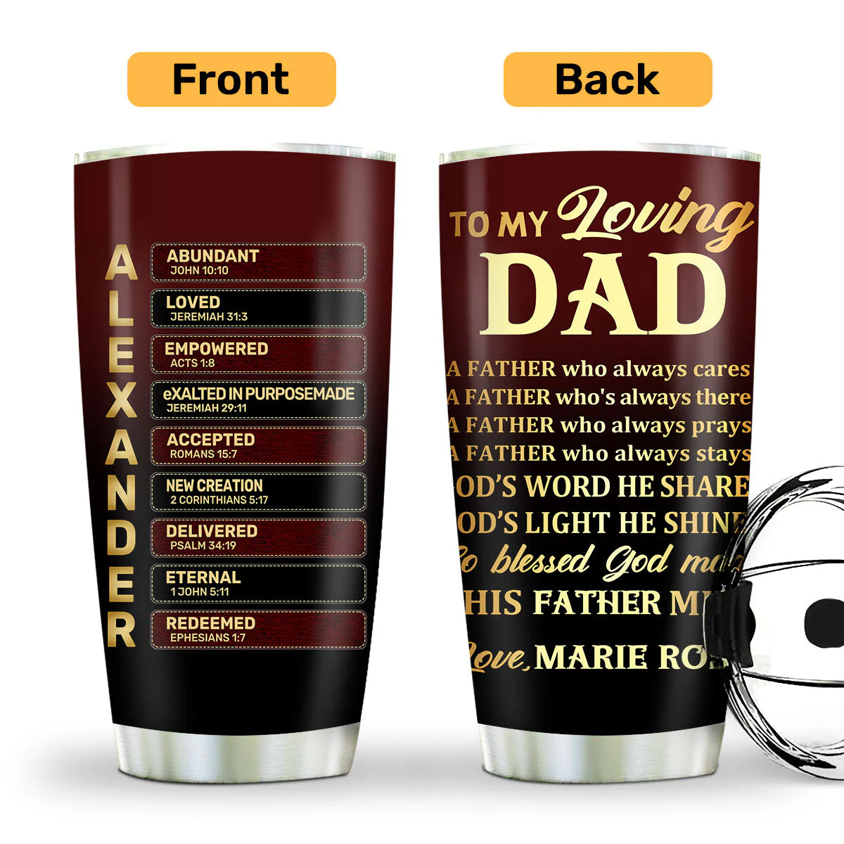 To My Loving Dad - Personalized Stainless Steel Tumbler - Gift For Him | HN02 - Image 3