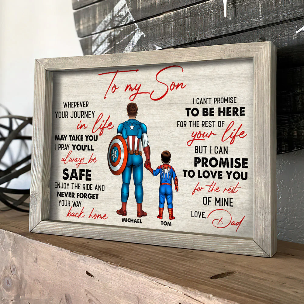 Super Hero To My Son, Wherever Your Journey In Life, May Take You, I Pray You’ll Always Be Safe Personalized Family Canvas Print - CL02 PT - Image 4