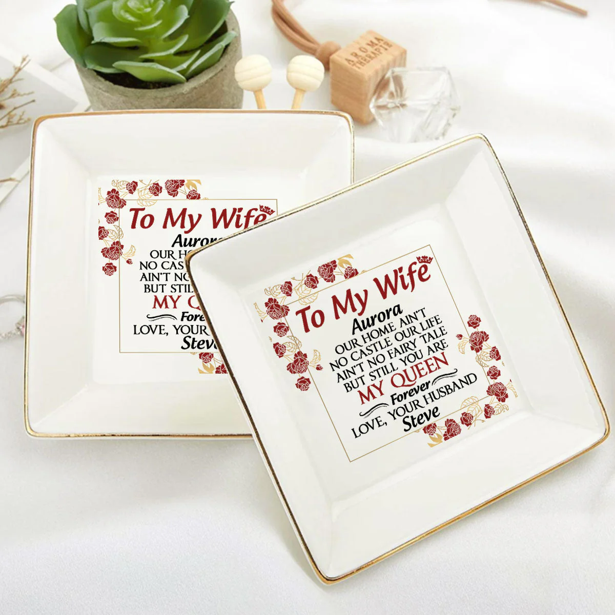 To My Wife - Personalized Jewelry Dish - Gift For Girlfriend, Wife - NH96 - Image 6