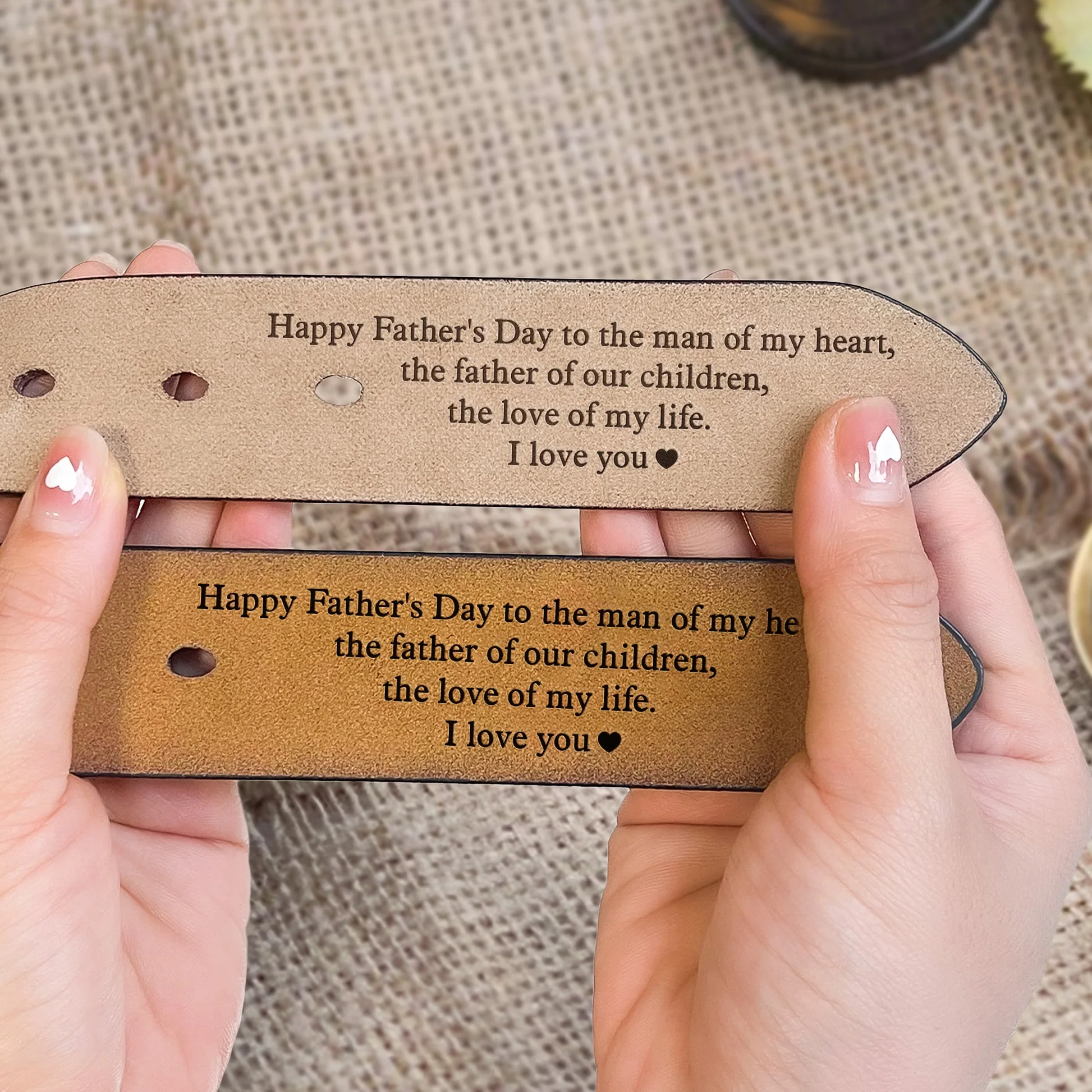 To The Man Of My Heart - Gift For Dad, Husband, Father's Day - Personalized Engraved Leather Belt - Image 3