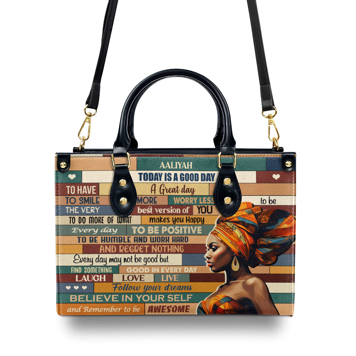 Today Is A Good Day Positive Affirmation - Custom Leather Handbag - Motivational Gift For Her, Black Queen HD95 - Image 2