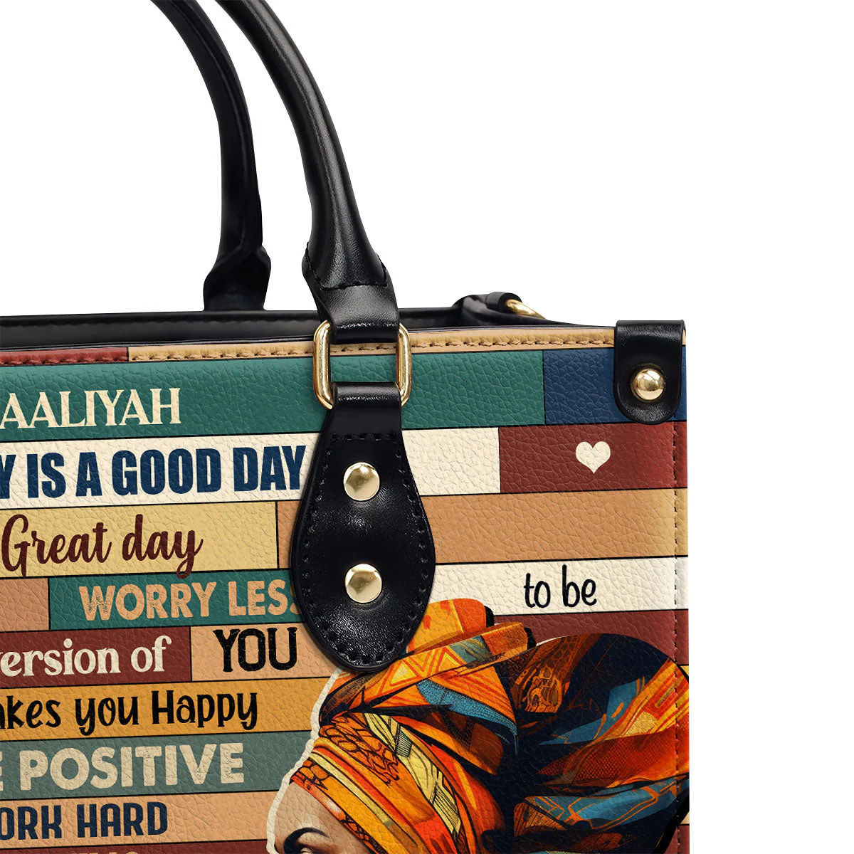 Today Is A Good Day Positive Affirmation - Custom Leather Handbag - Motivational Gift For Her, Black Queen HD95 - Image 6