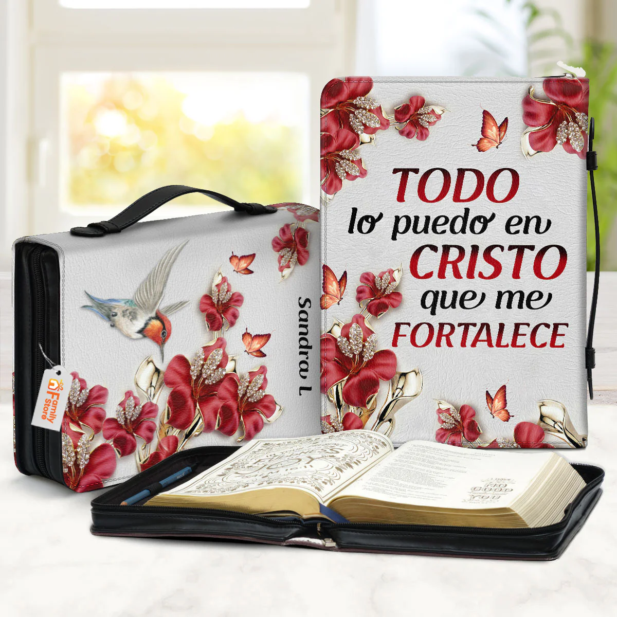 Todo Lo Puedp En Cristo Que Me Fotalece - Scripture Gifts For Women Of God - Personalized Bible Covers - AT4082432 - Image 2