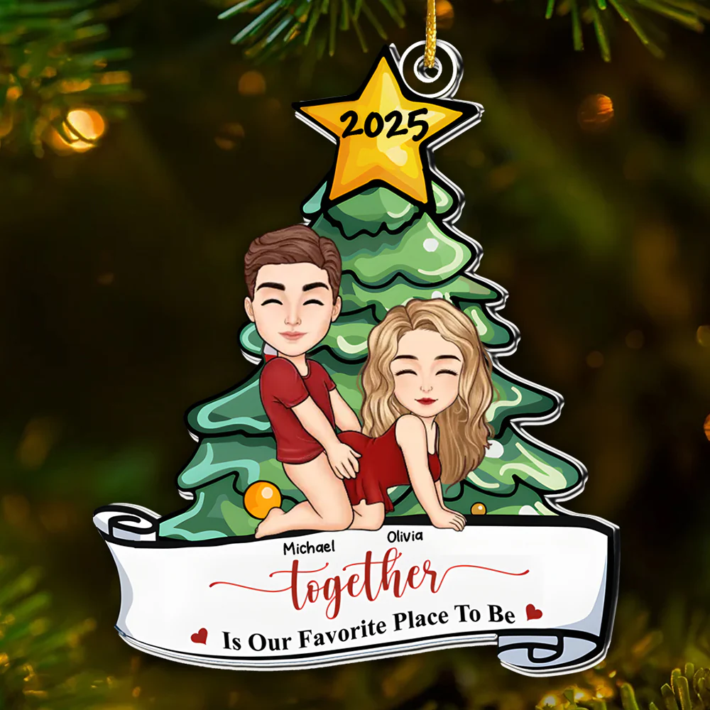 Together Is Our Favorite Place To Be - Personalized Acrylic Ornament - Gift For Couples | GR10 NL122 - Image 2