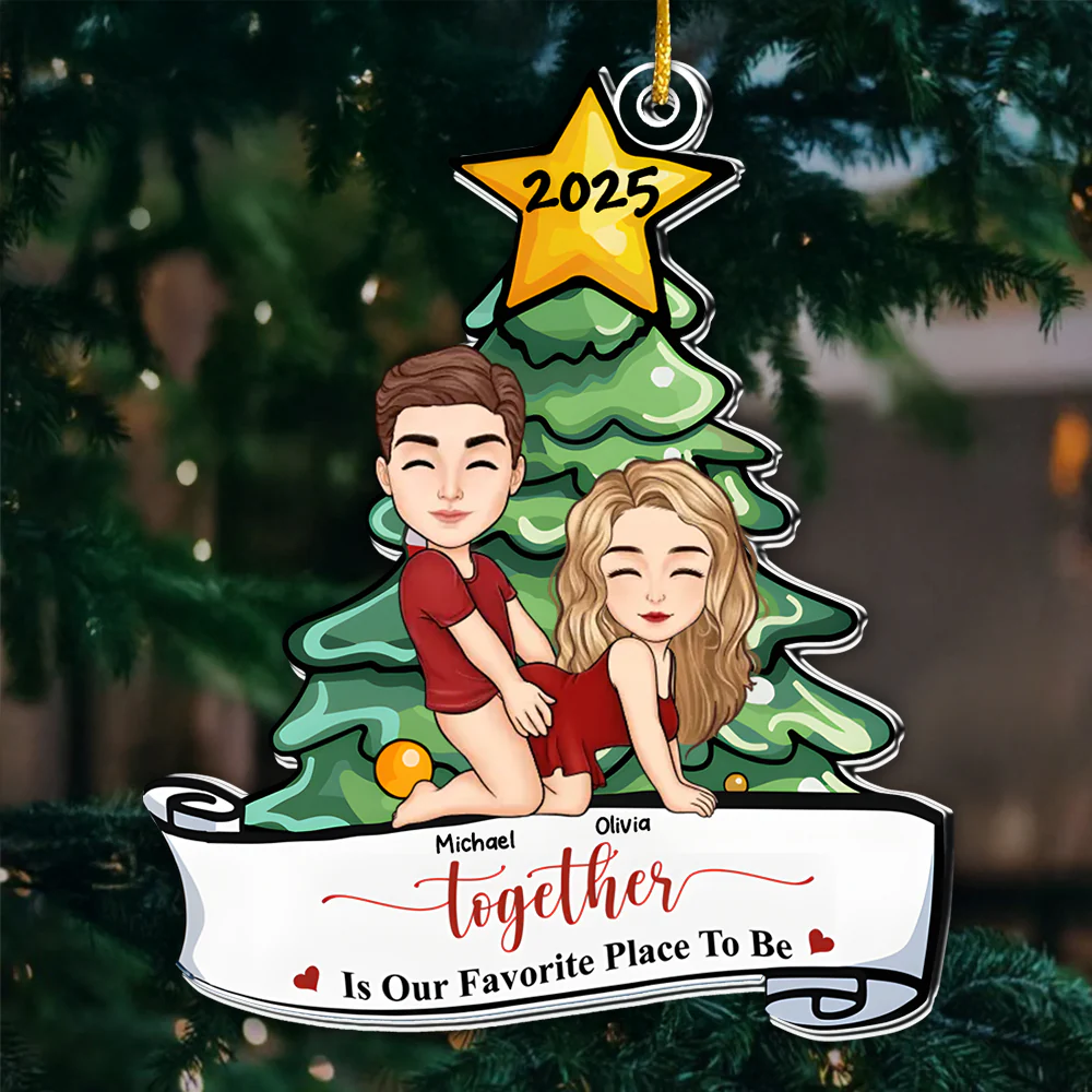 Together Is Our Favorite Place To Be - Personalized Acrylic Ornament - Gift For Couples | GR10 NL122 - Image 3