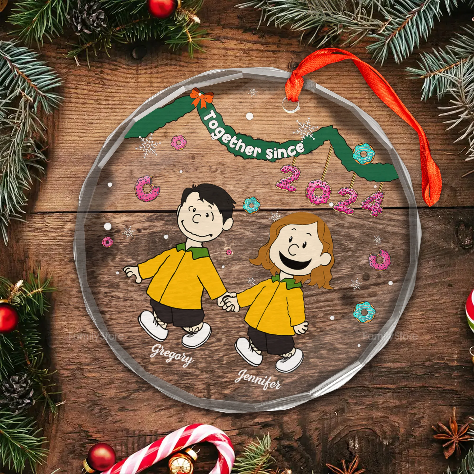 Together Sice Peanut - Personalized Glass Ornament - Gift For Couple, Husband Wife - CL48 NH96 - Image 4