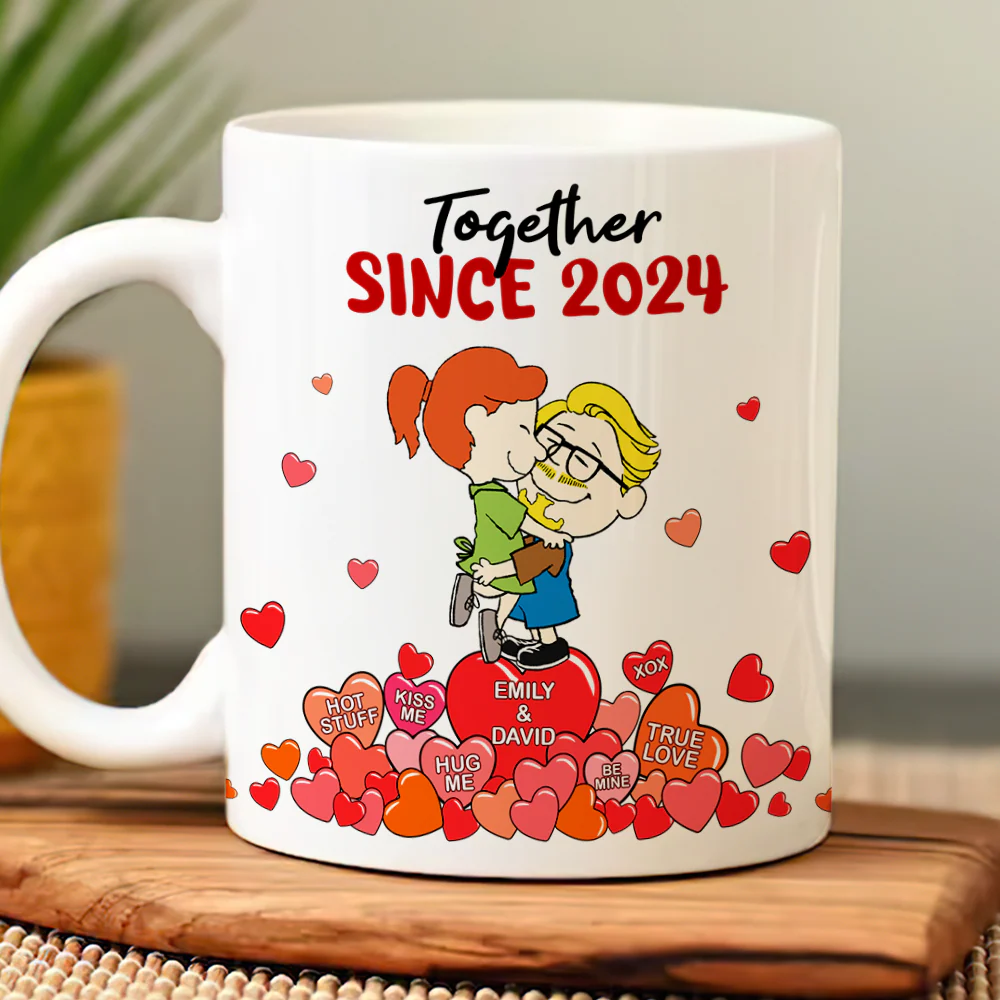 Together Since 2021 Peanut Couple - Personalized Coffee Mug - Gift For Couple, Husband Wife | GR8 NH96 - Image 2