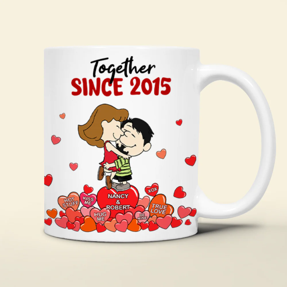 Together Since 2021 Peanut Couple - Personalized Coffee Mug - Gift For Couple, Husband Wife | GR8 NH96 - Image 6