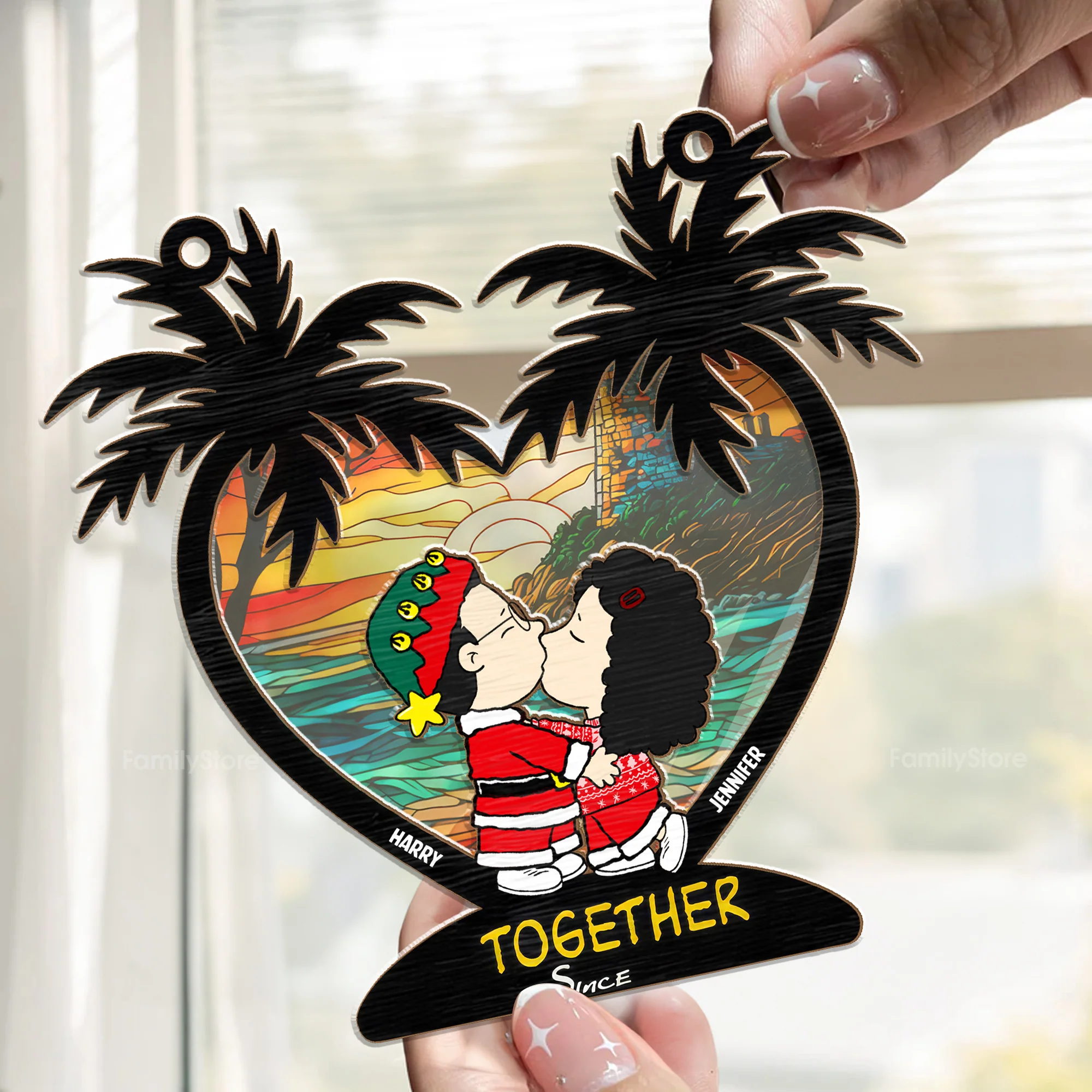 Together Since Peanut - Personalized Window Hanging Window Hanging Suncatcher Ornament - Gift For Couple, Husband Wife - CL45 NH96 - Image 2